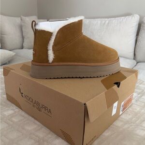 Koolaburra Women's Ultra Mini Platform Tan Ankle Boots